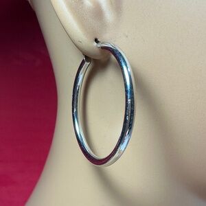 Sterling Silver Hoop Earrings. 1.75 inch diameter